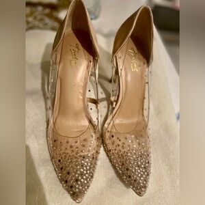 NEW -Thalia Nude Clear Heels with rhinestones!